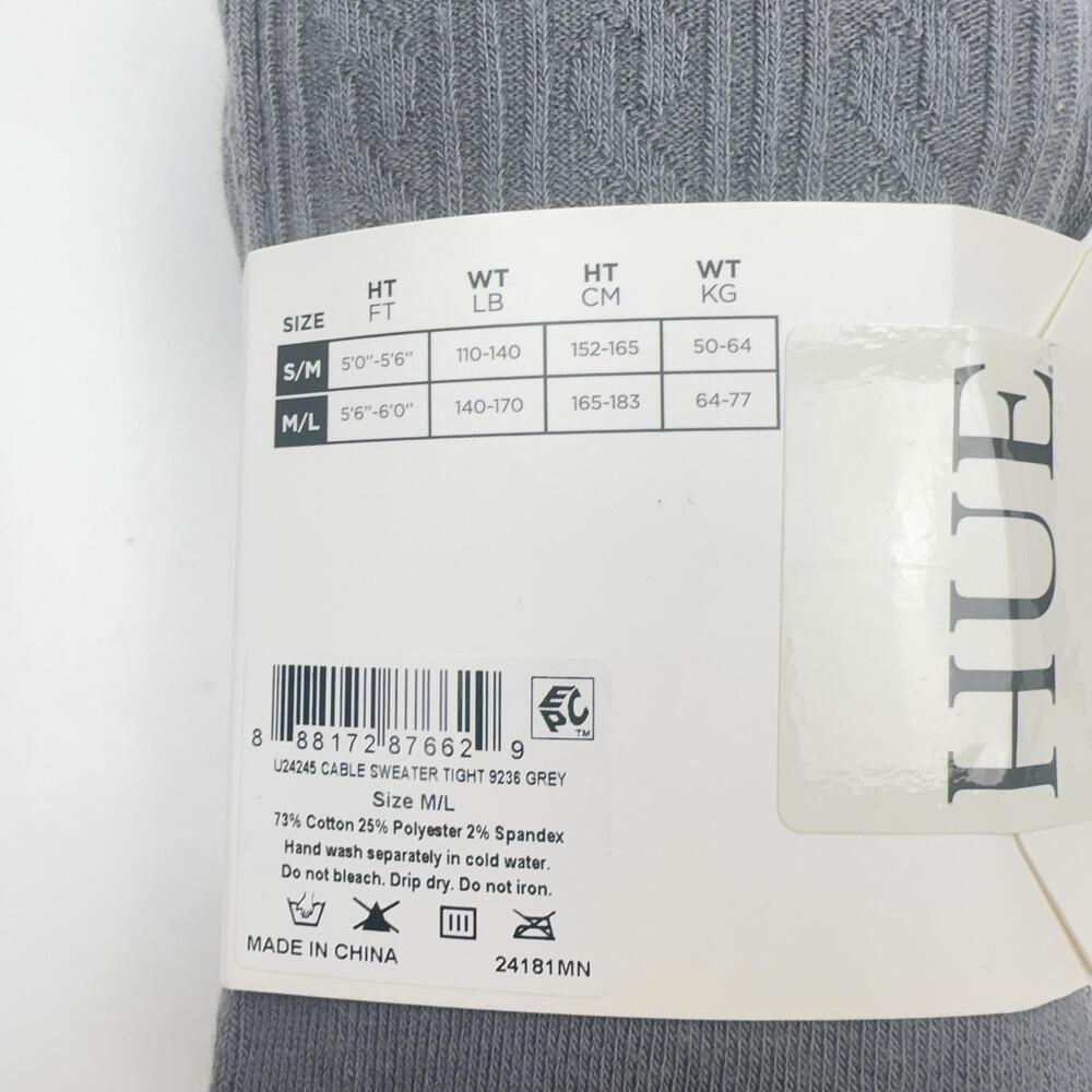 HUE Cable Sweater Leggings Womens M / L Gray Cable Cotton Blend - Picture 3 of 4